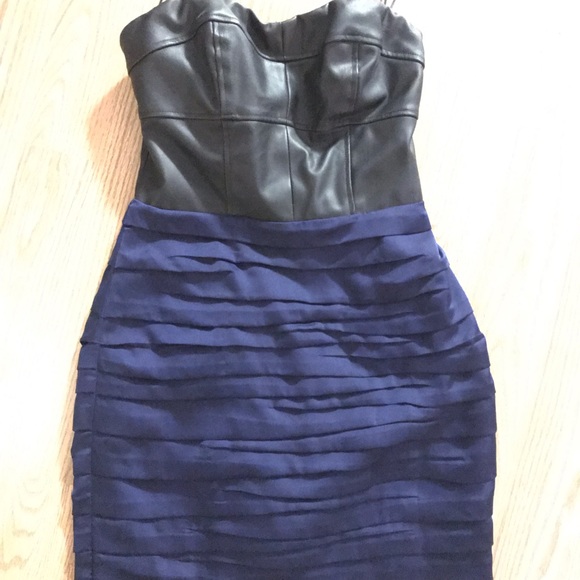 EXPRESS BLUE BLACK LEATHER STRAPLESS MINI - Picture 2 of 3